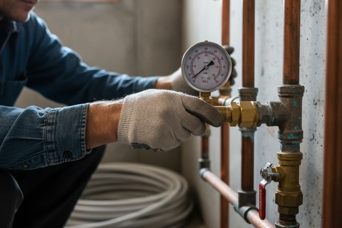 Pressure testing a repaired line during Water Line Repair in Fields Landing